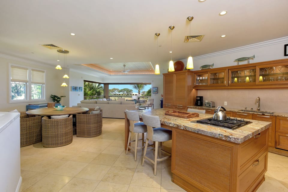 Cook with ease in the fully stocked kitchen of 21-6 Ho'olei, equipped for all your culinary needs