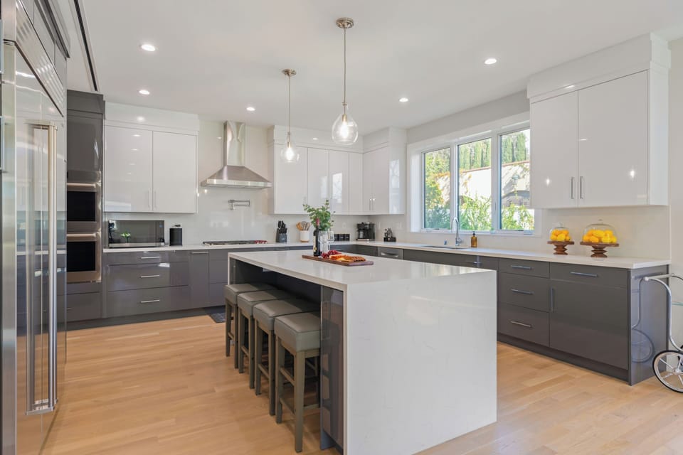 Gather around the spacious kitchen island.