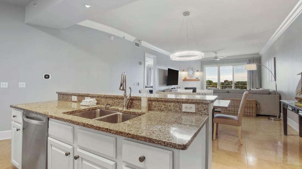 Open concept kitchen, dining room, and family room