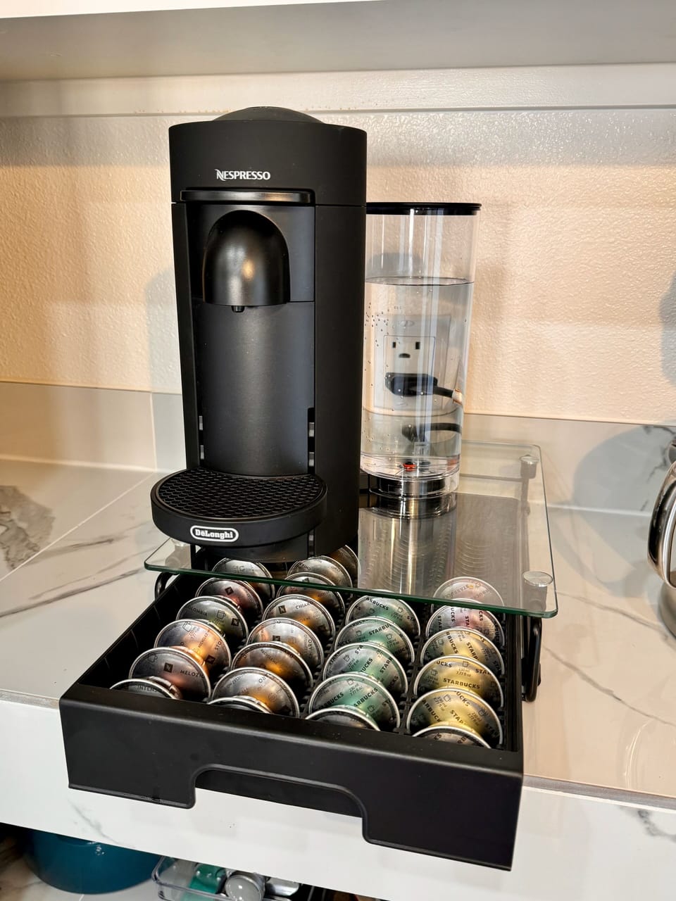 Nespresso coffee maker with pods provided