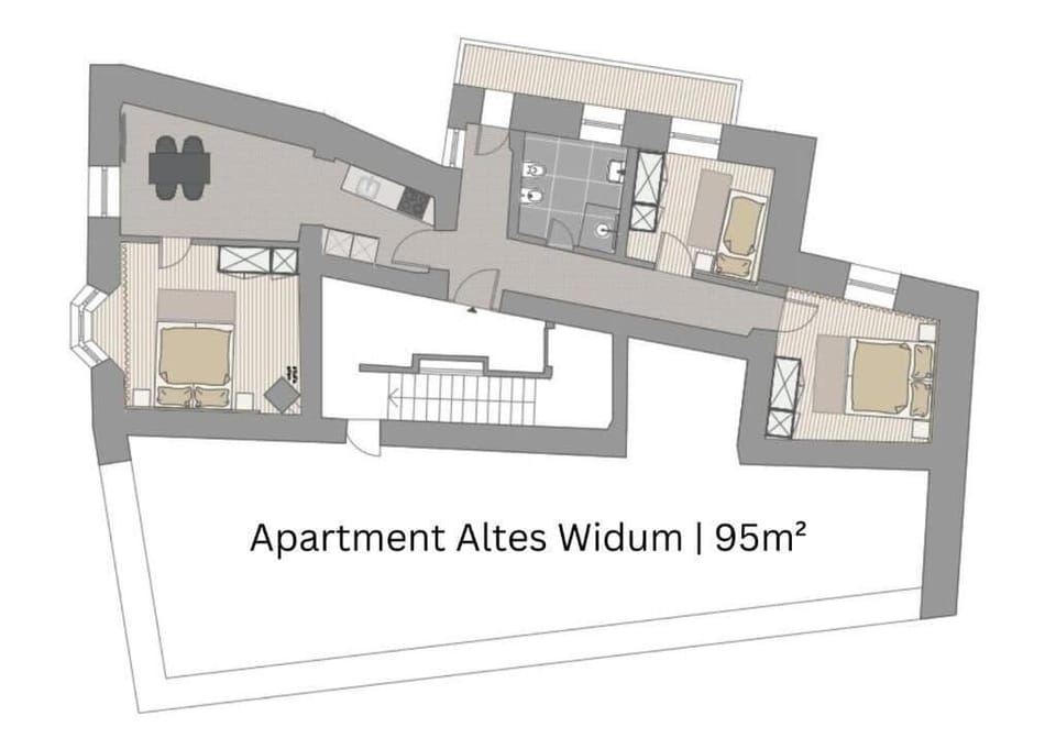 Comfort Apartment, Balcony, Courtyard View | Floor plan