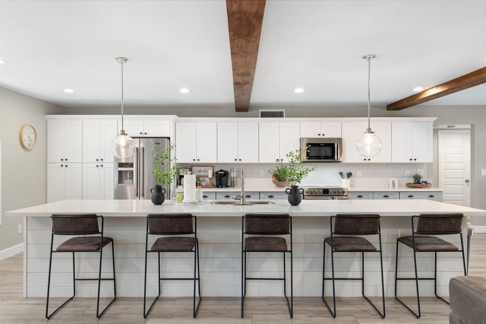 Chef Kitchen with counter bar seating 