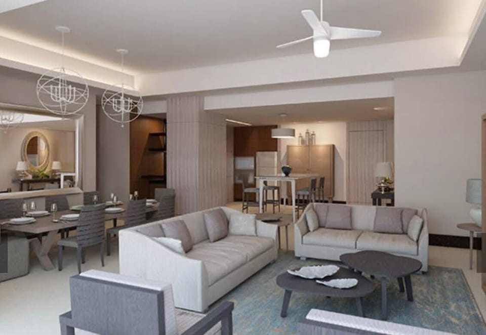 Luxury Triple Room, Multiple Beds, Kitchen, Ocean View | Living area | 54-inch Smart TV with cable channels, Netflix, Hulu