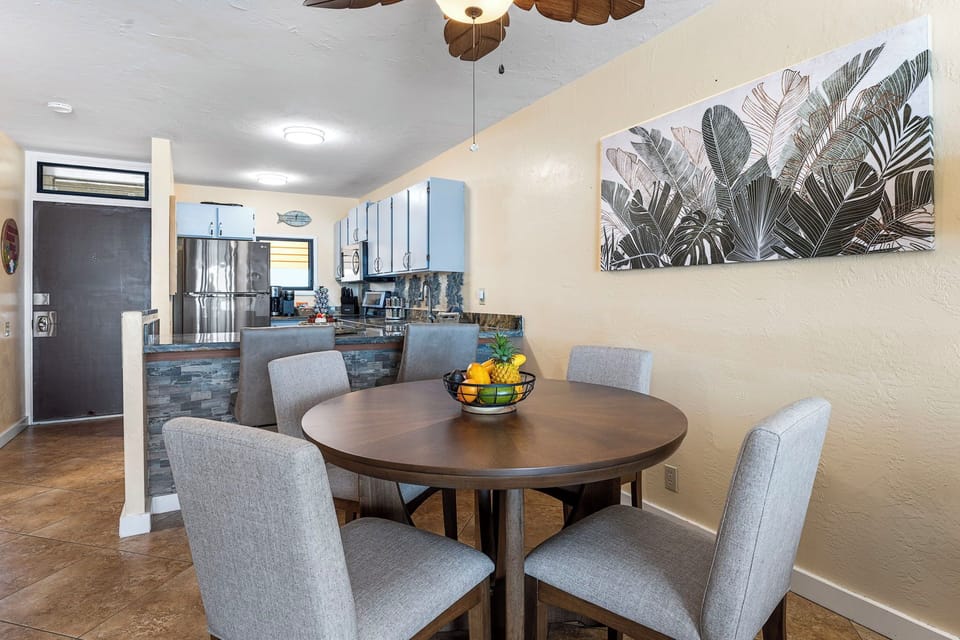 Dining area inside with dining for 4.  Two more can be seated at breakfast bar