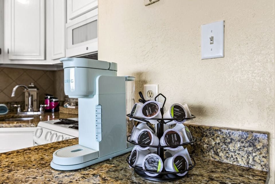 Convenient Keurig coffee station with a K-cup carousel