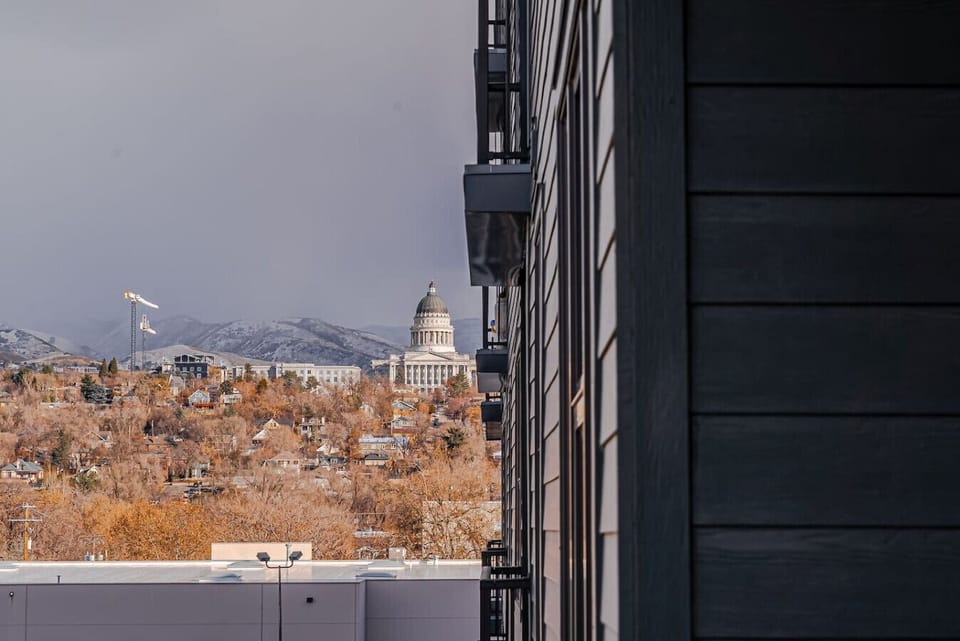 Enjoy stunning views framed by the mountains.