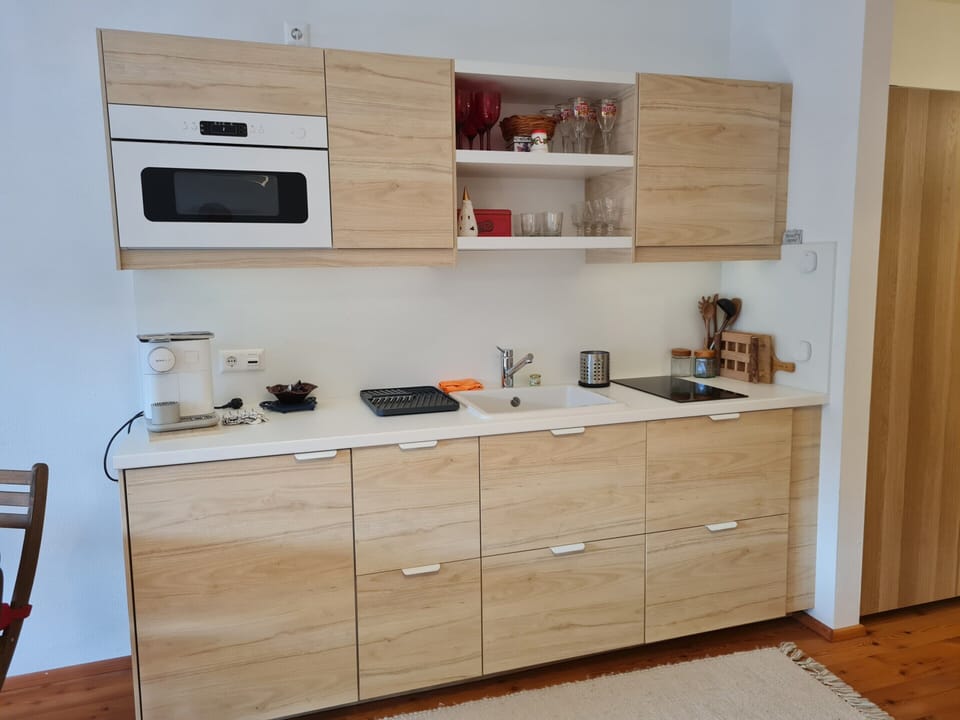 Apartment | Private kitchen | Fridge, microwave, coffee/tea maker, electric kettle