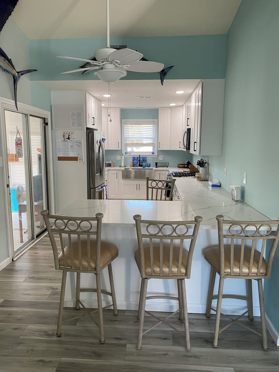 View of kitchen from living room