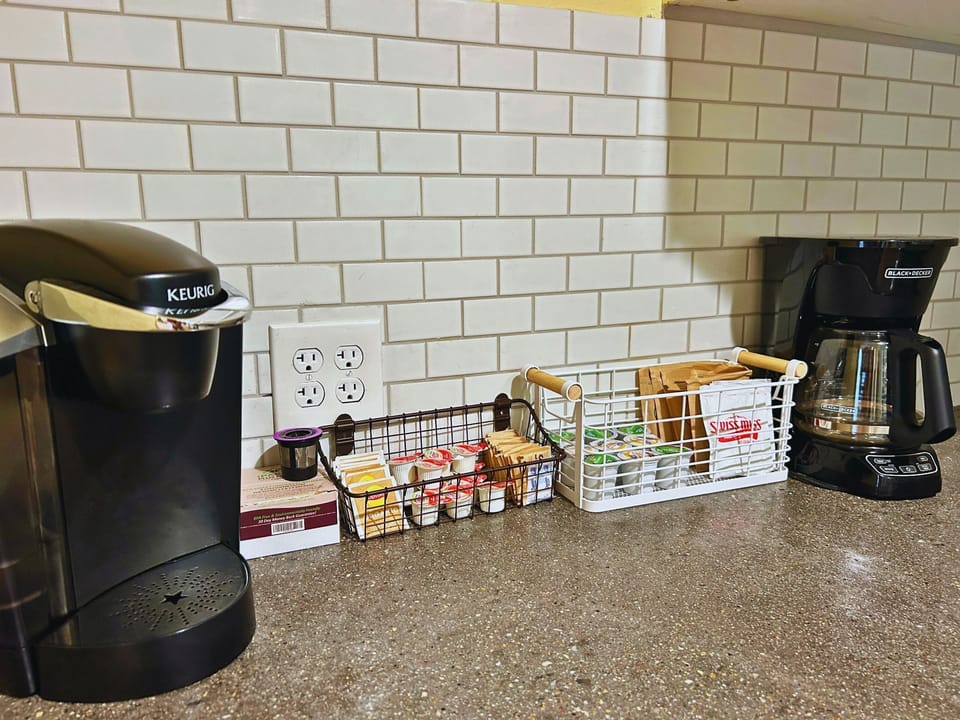 Coffee station to start the day fresh! Bring your favorite flavors along or try out nearby coffee shop ( only a starter kit provided) 