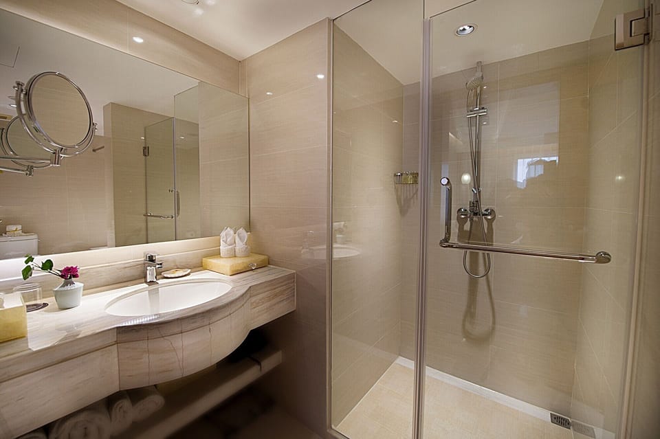 Hair dryer, bathrobes, slippers, towels