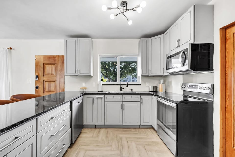 Culinary dreams come true in this sleek, fully equipped kitchen.