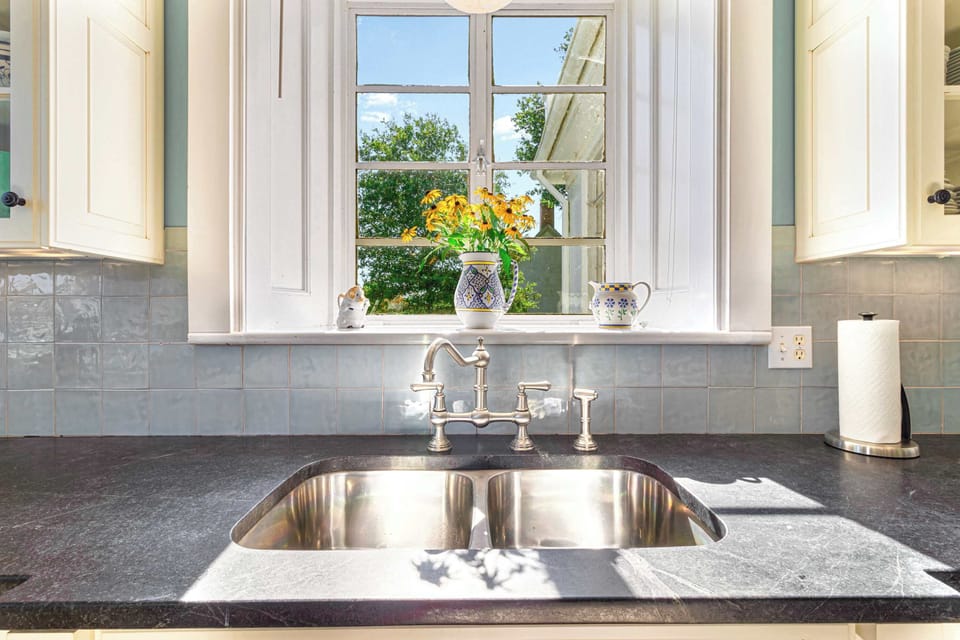 Soapstone counters and wonderful natural light. 