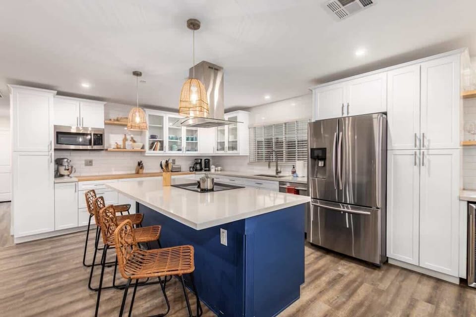 Cook up a feast in the fully stocked kitchen, equipped with all the essentials for your culinary adventures.
