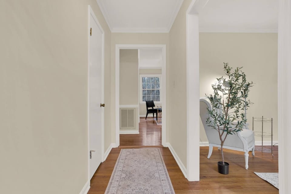 Front entrance hallway leading to family room and living room.