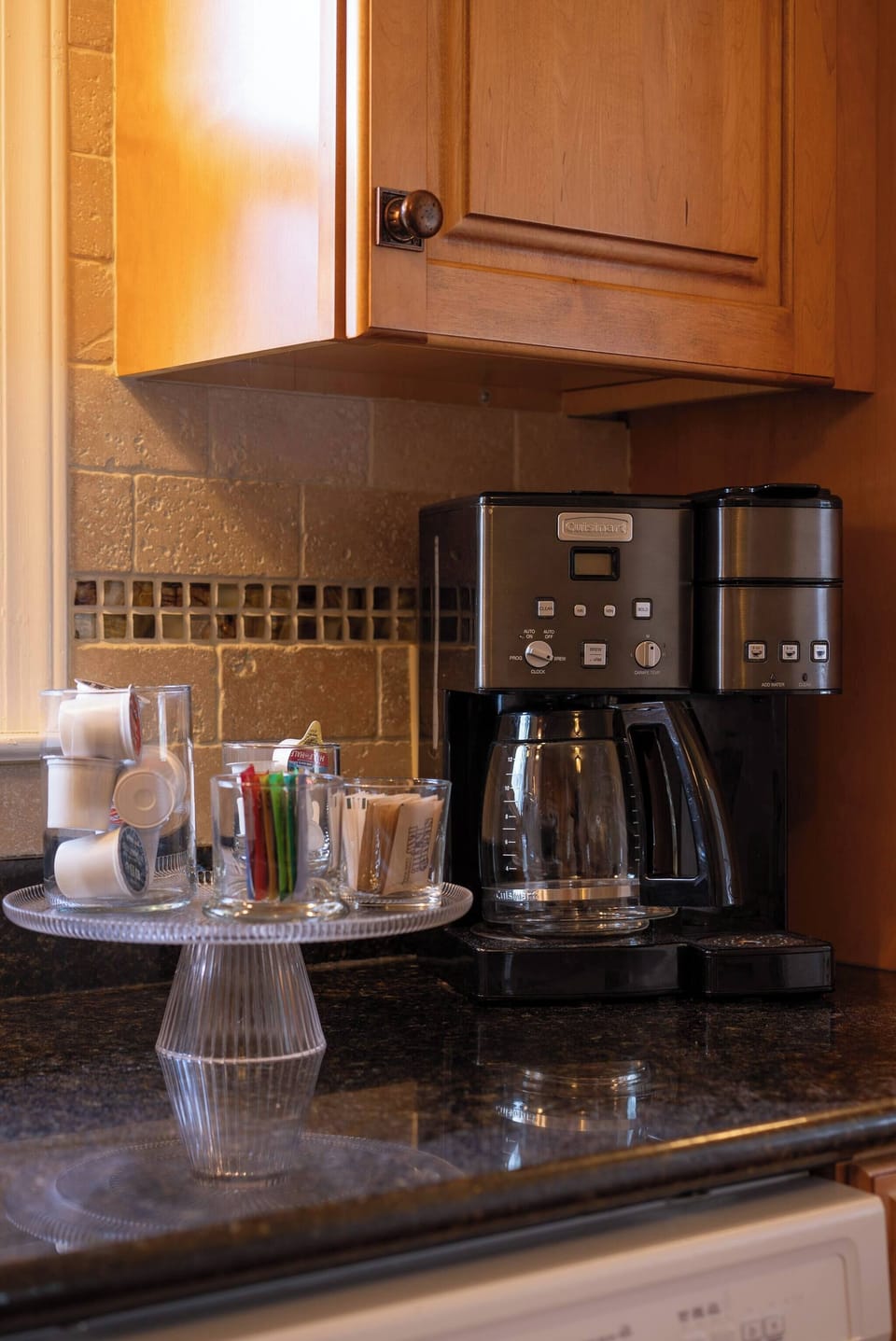 Start your mornings right in our fully stocked kitchen featuring a premium Cuisinart dual coffee maker (drip and K-cup compatible). Whether you're a traveling nurse or visiting family at Duke University Hospital, we provide the coffee essentials to ensure a seamless stay in Durham.