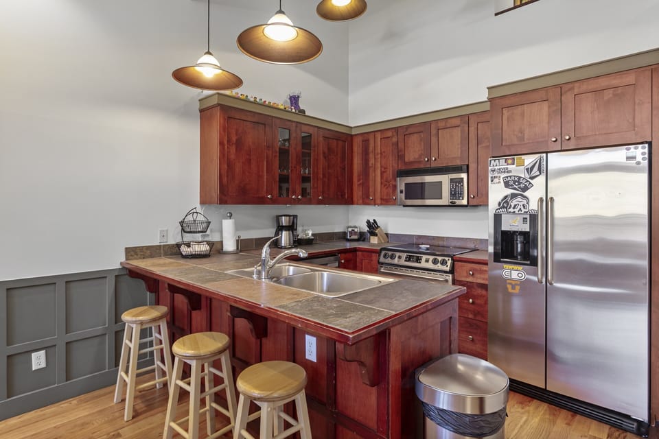 Indoors, Kitchen, Appliance, Refrigerator, Microwave