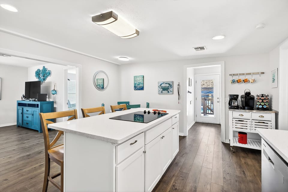 The coffee bar! We provide both a Keurig and traditional drip coffee maker. 