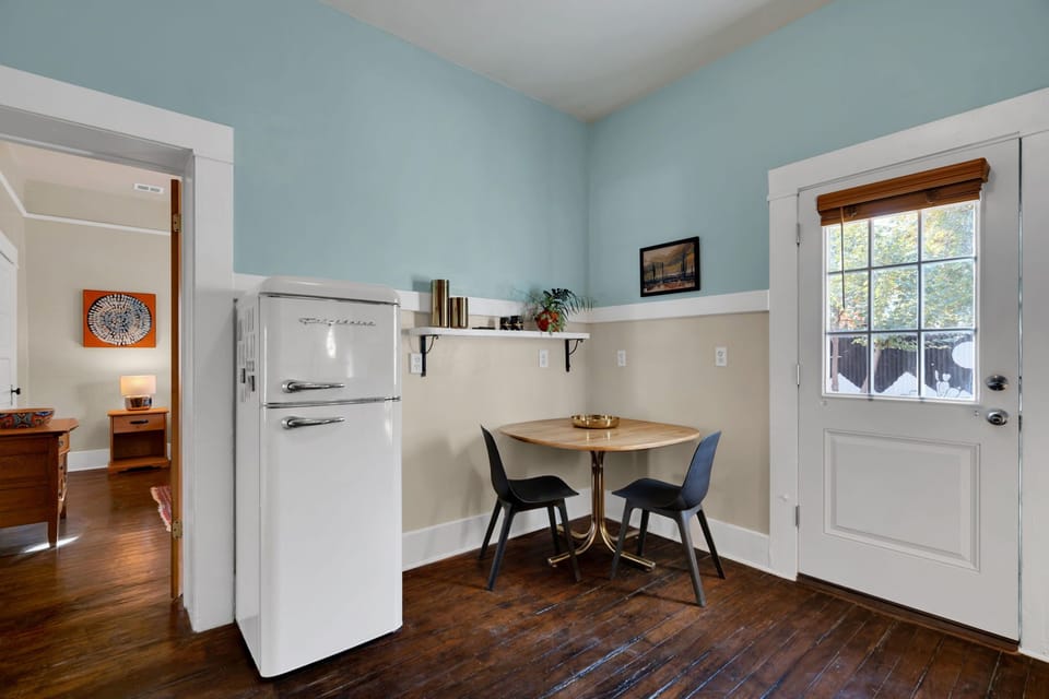 A little breakfast nook is perfect for eating at home.
