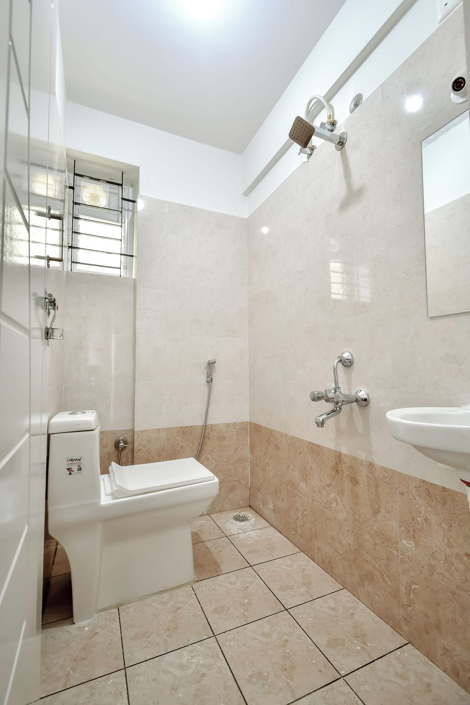 Shower, bidet, towels, soap