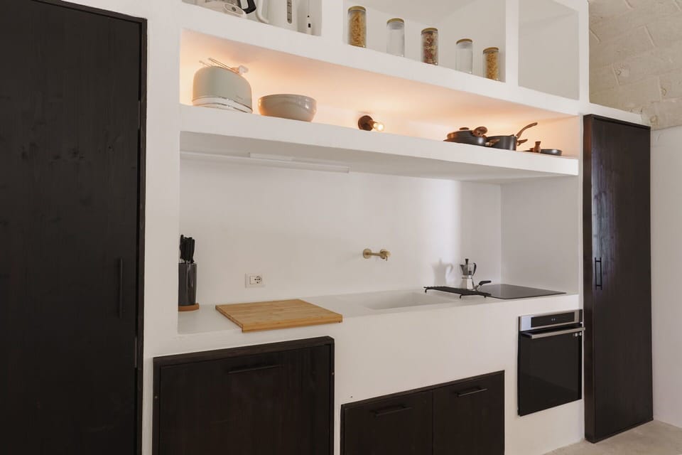 Kitchen, Interior Design, Countertop, Flooring, Cabinetry, Ceiling, Furniture, Lighting, Floor, Room