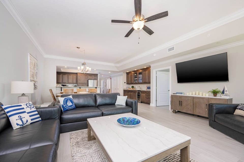 Lounge on the roomy sectional, stream favorite shows on the large TV, and relax in this stylish space