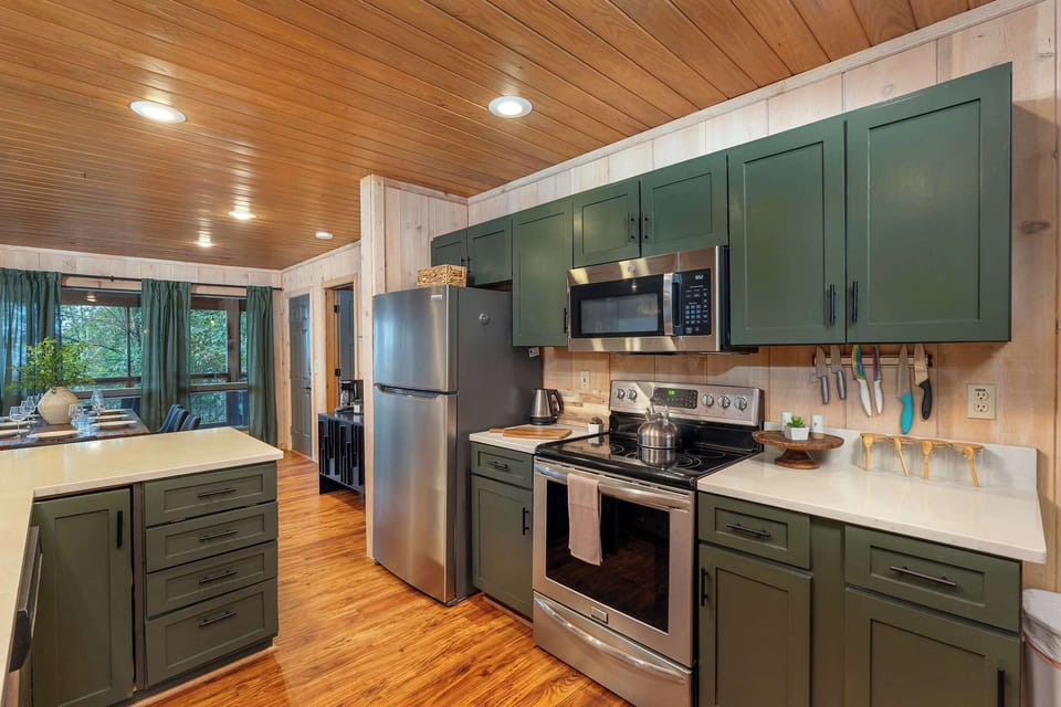 Features tons of cabinetry, offering plenty of storage space for all your needs.