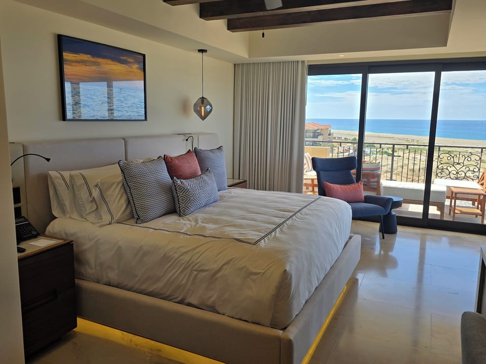 Master Bedroom with many setting, lounging and dining areas on the balcony. 