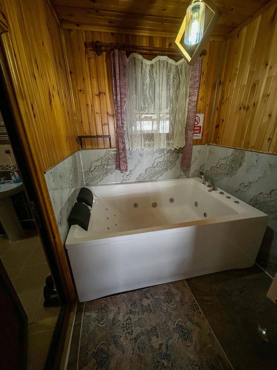 Wooden Jacuzzi Room | Bathroom | Shower, hair dryer, slippers, towels
