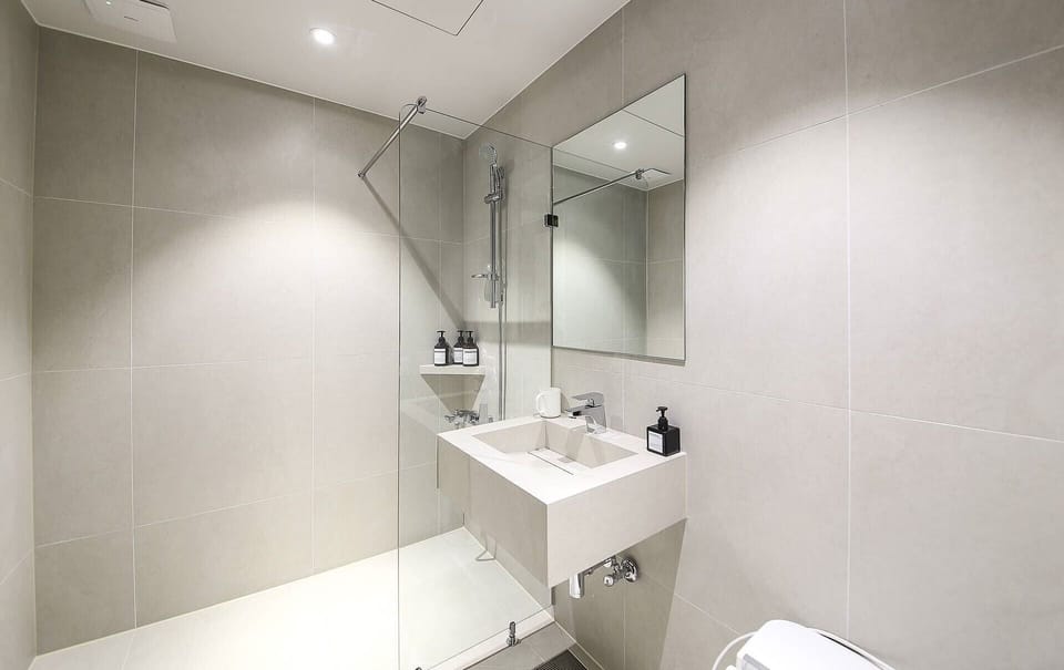 Deluxe Double Bed Room, 1 King Bed, Non Smoking, Private Bathroom | Bathroom | Shower, hair dryer, bathrobes, slippers