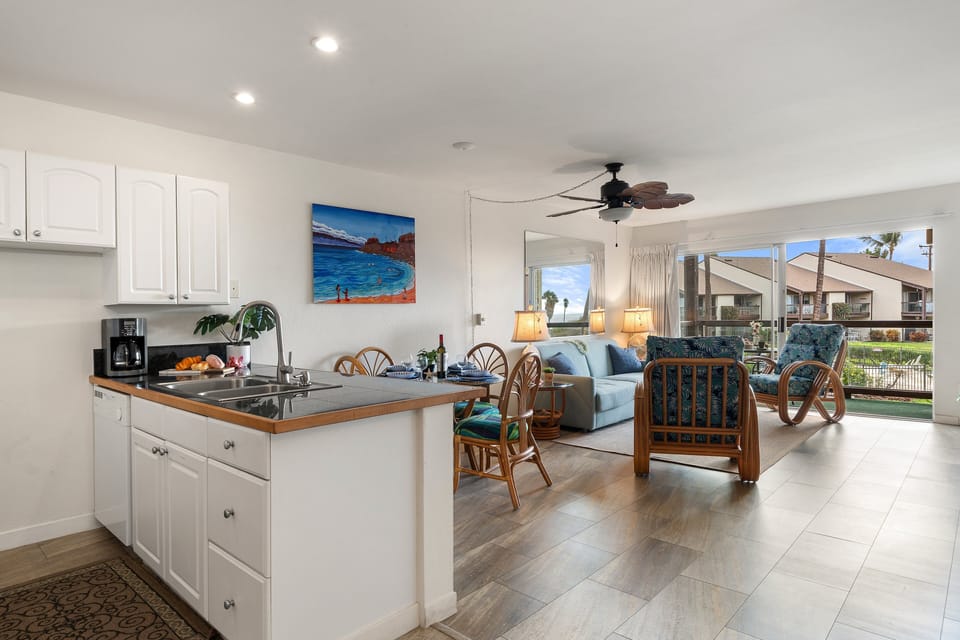 Spacious kitchen flowing into the living area for easy entertaining