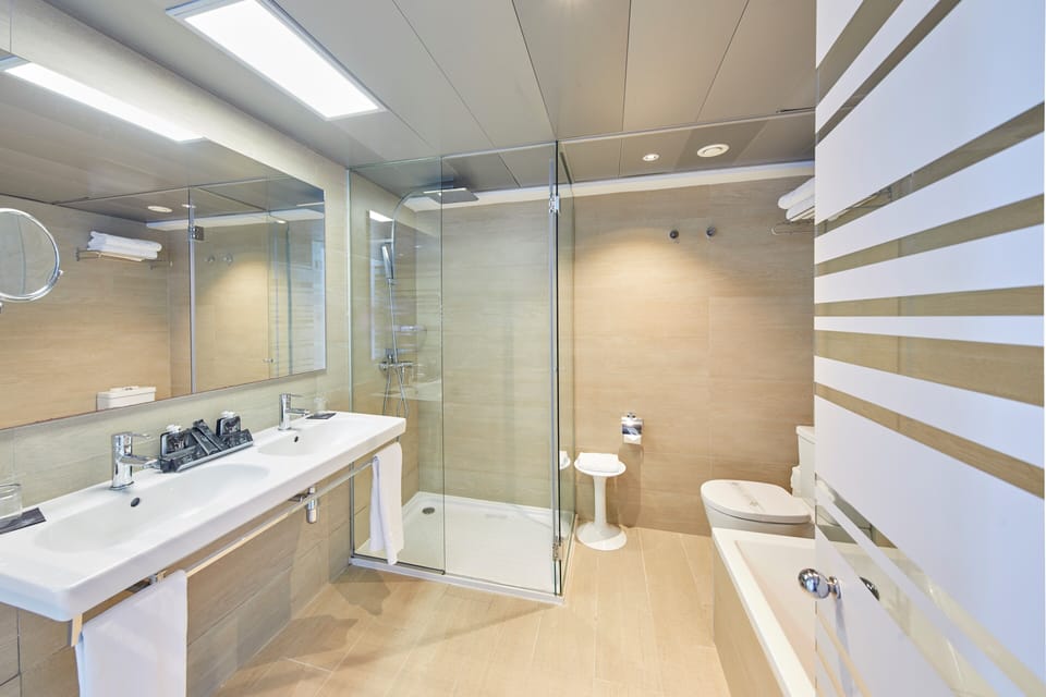 Junior Suite | Bathroom | Rainfall showerhead, free toiletries, hair dryer, towels