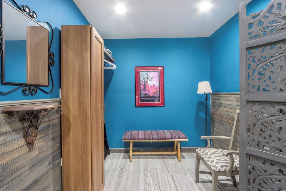 Large wardrobe with additional seating