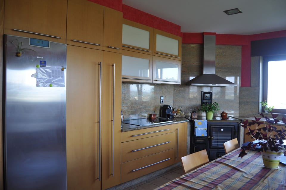 Full-size fridge, microwave, oven, stovetop