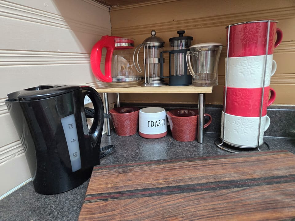 Coffee and tea station for that morning jolt or that afternoon wind down.