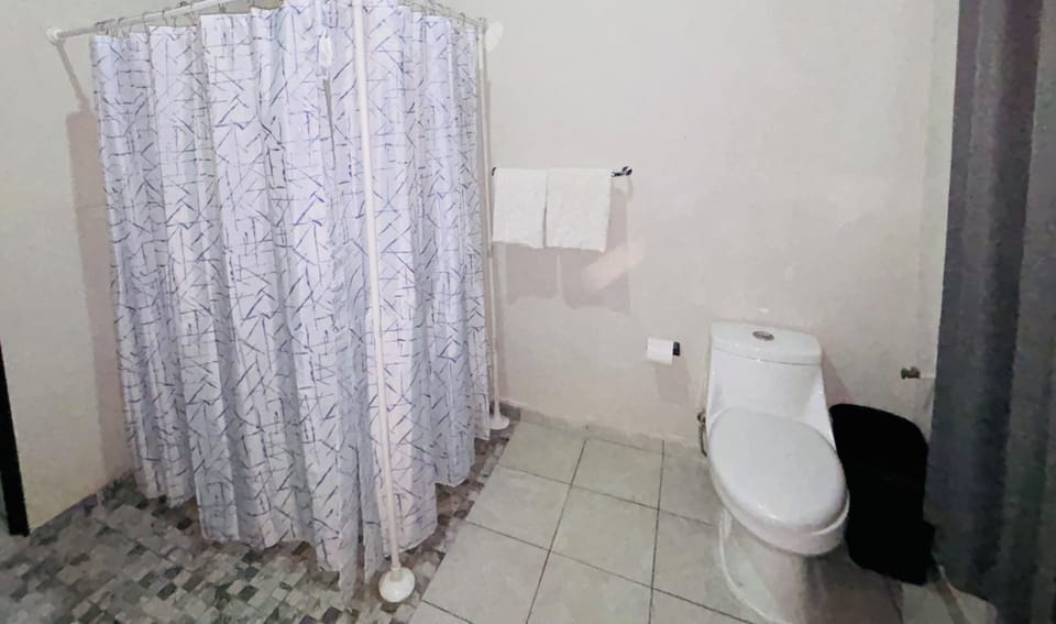 Shower, towels, soap, shampoo