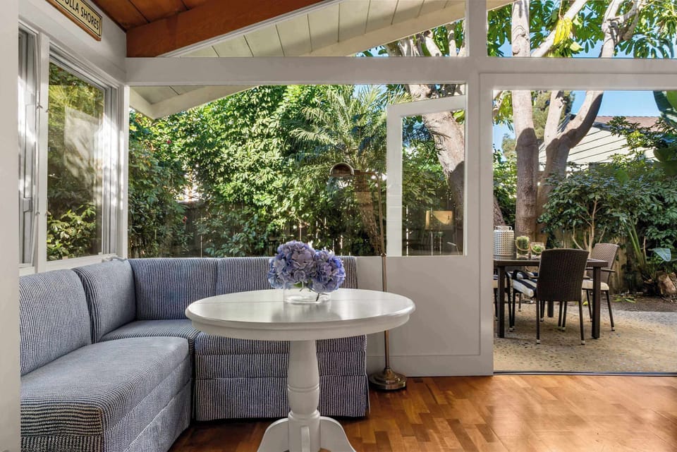 Enjoy your morning cup of coffee in this sunny nook in the living room
