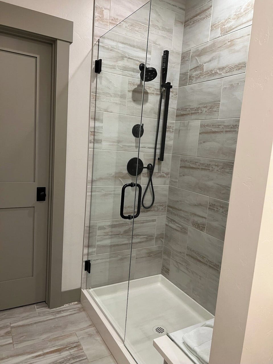 Shower in master bath and walk-in closet entry