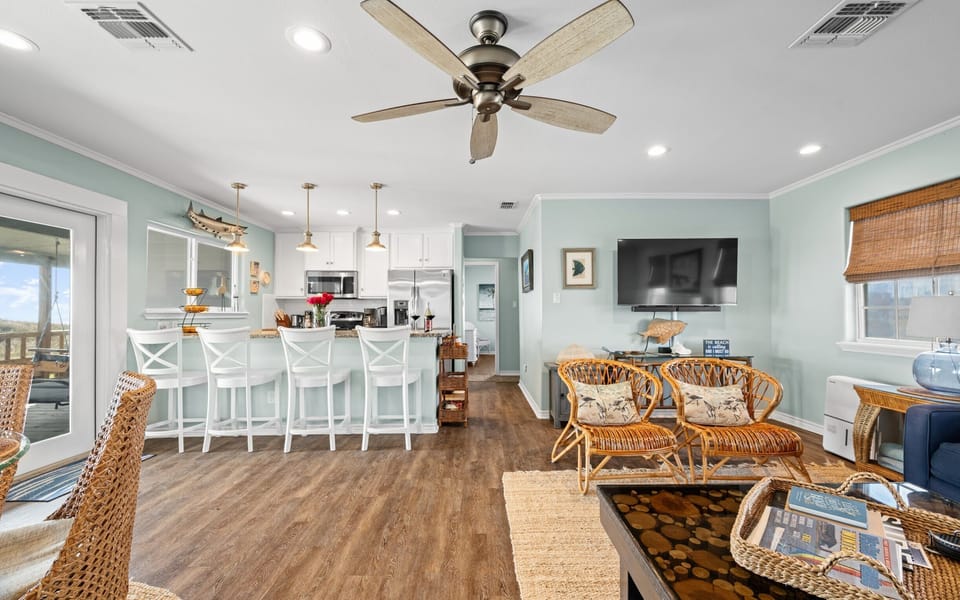 Kitchen Bar Seating for 4 — Open to Living & Dining