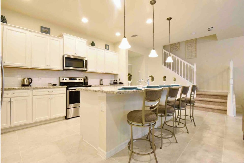 Kitchen with Marble Island Bar