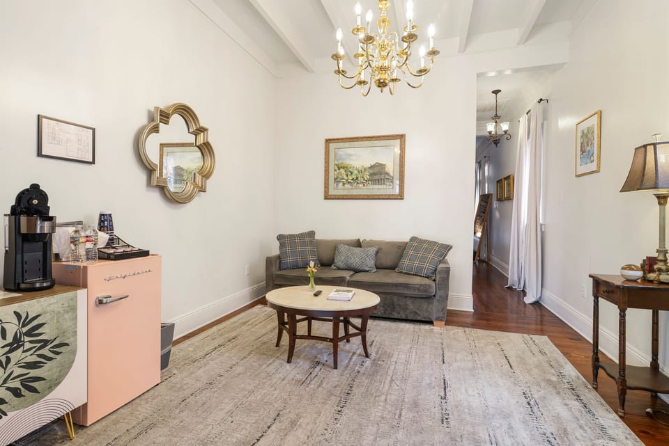 Living Area of the King Oliver Guest House with Queen Sleeper Sofa