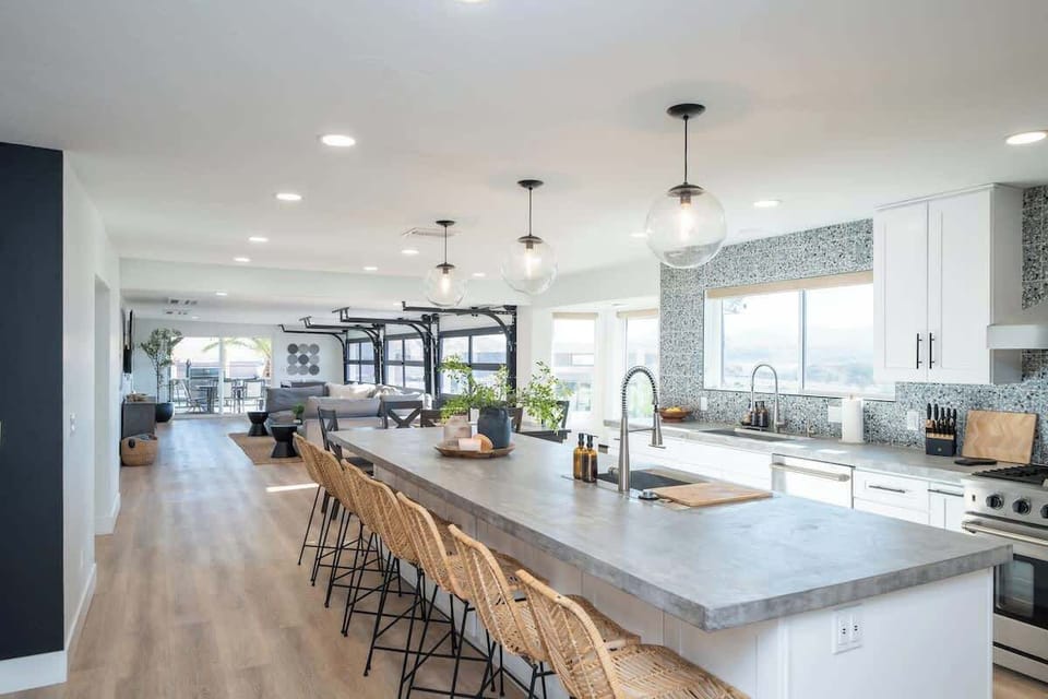 The great room connects the nook and kitchen to provide a space for seamless entertainment 