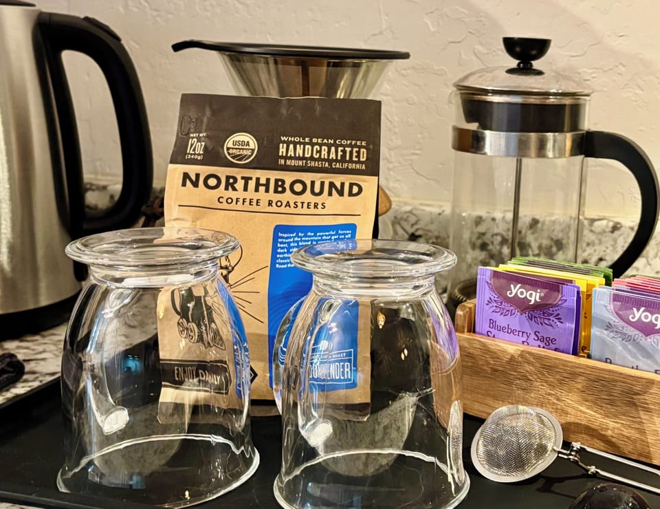 Enjoy our local coffee and assorted Yogi teas