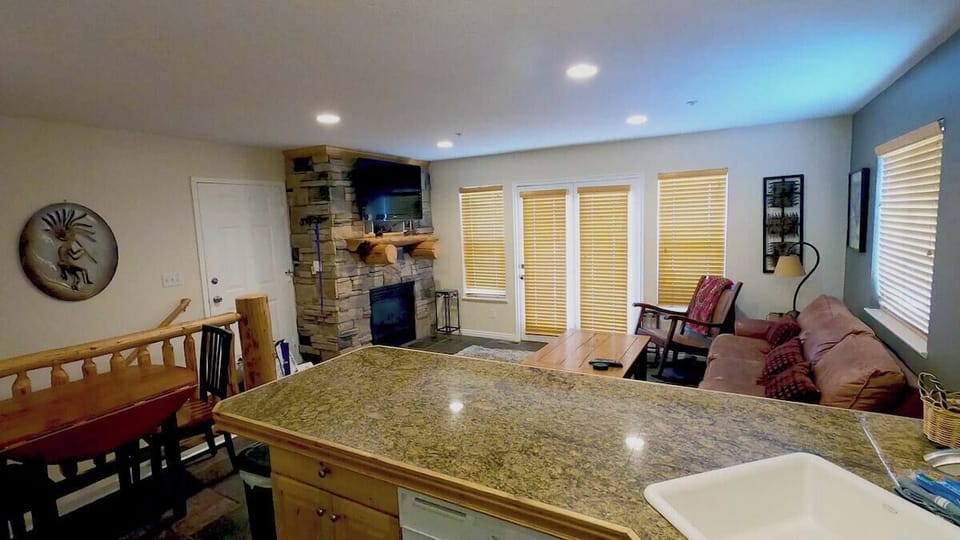 Living Room with Smart TV and small dinning area