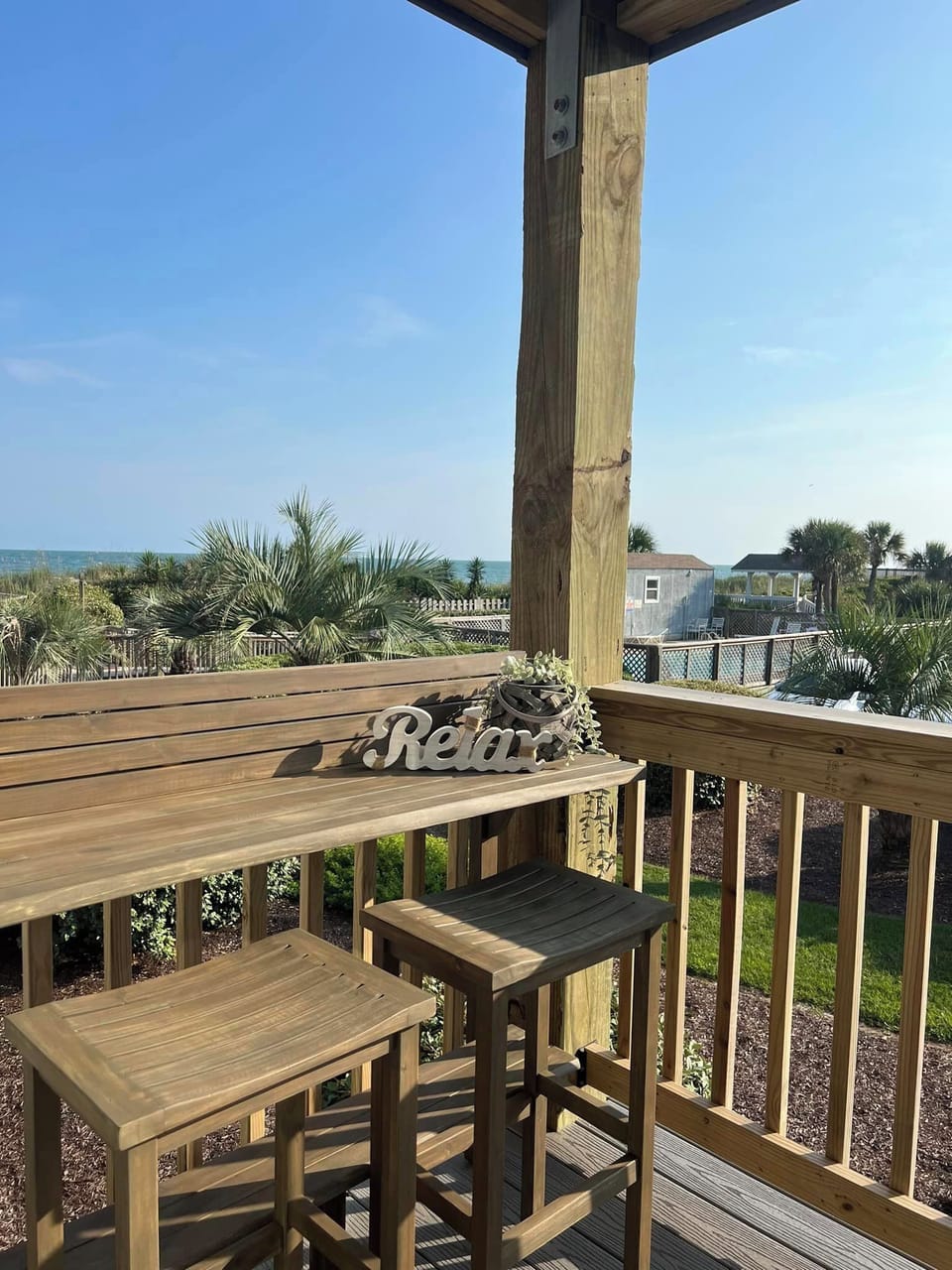 Perch here to enjoy the views over your morning coffee or evening beverage.