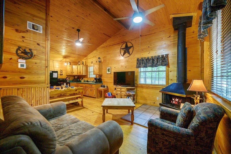 Living Room w/Wood Burning Fireplace