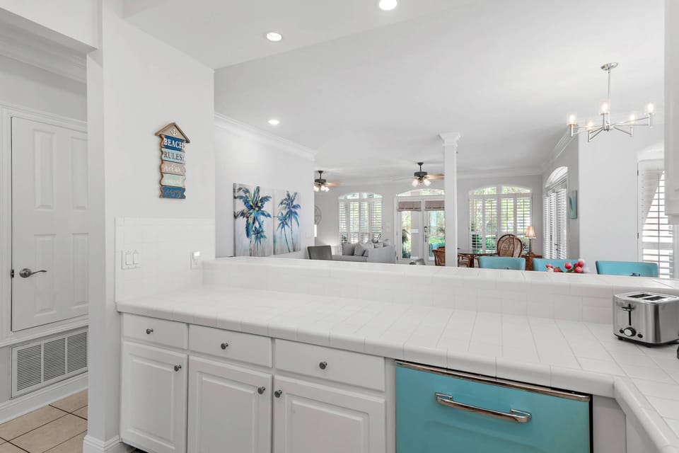 Bright Clean Kitchen with Fun Retro Big Chill Refrigerator & Dishwasher