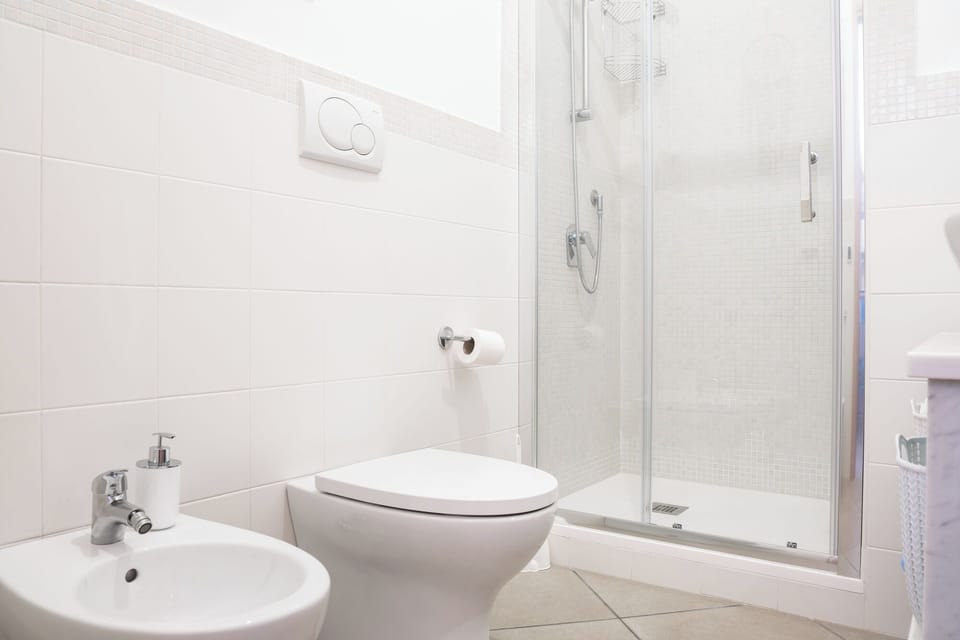 Apartment | Bathroom | Shower, rainfall showerhead, hair dryer, bidet