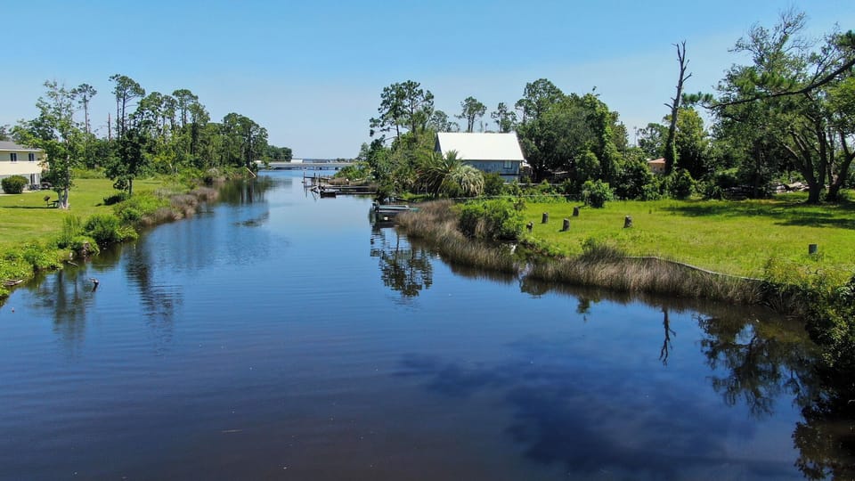 It's just a short paddle ride to the wide open bay.