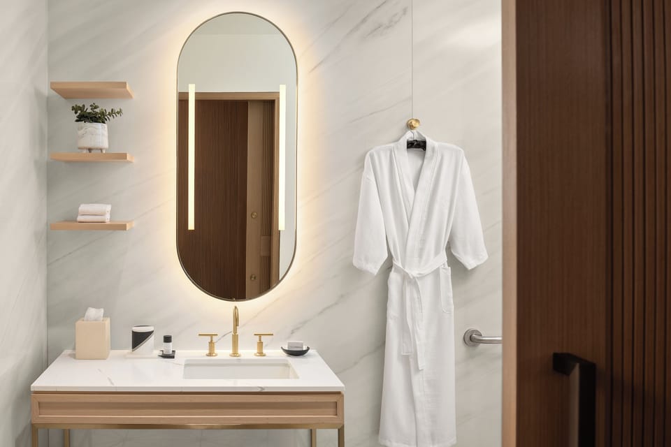 Eco-friendly toiletries, hair dryer, bathrobes, slippers