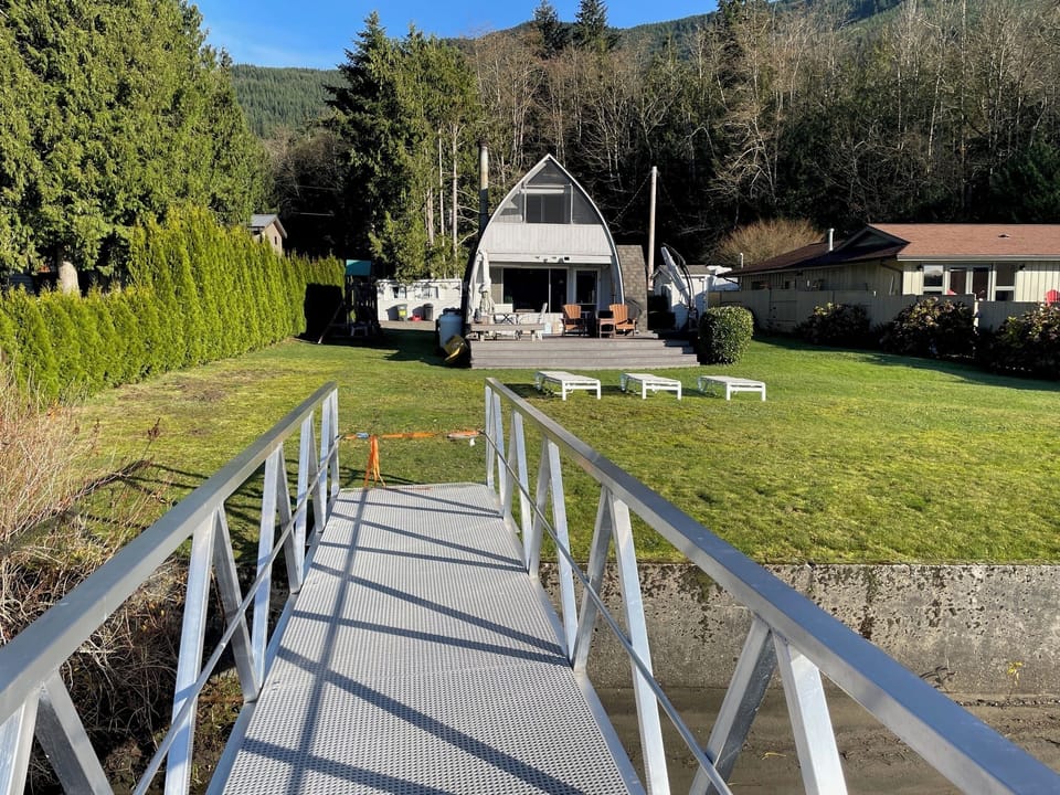 View of the home from the new dock